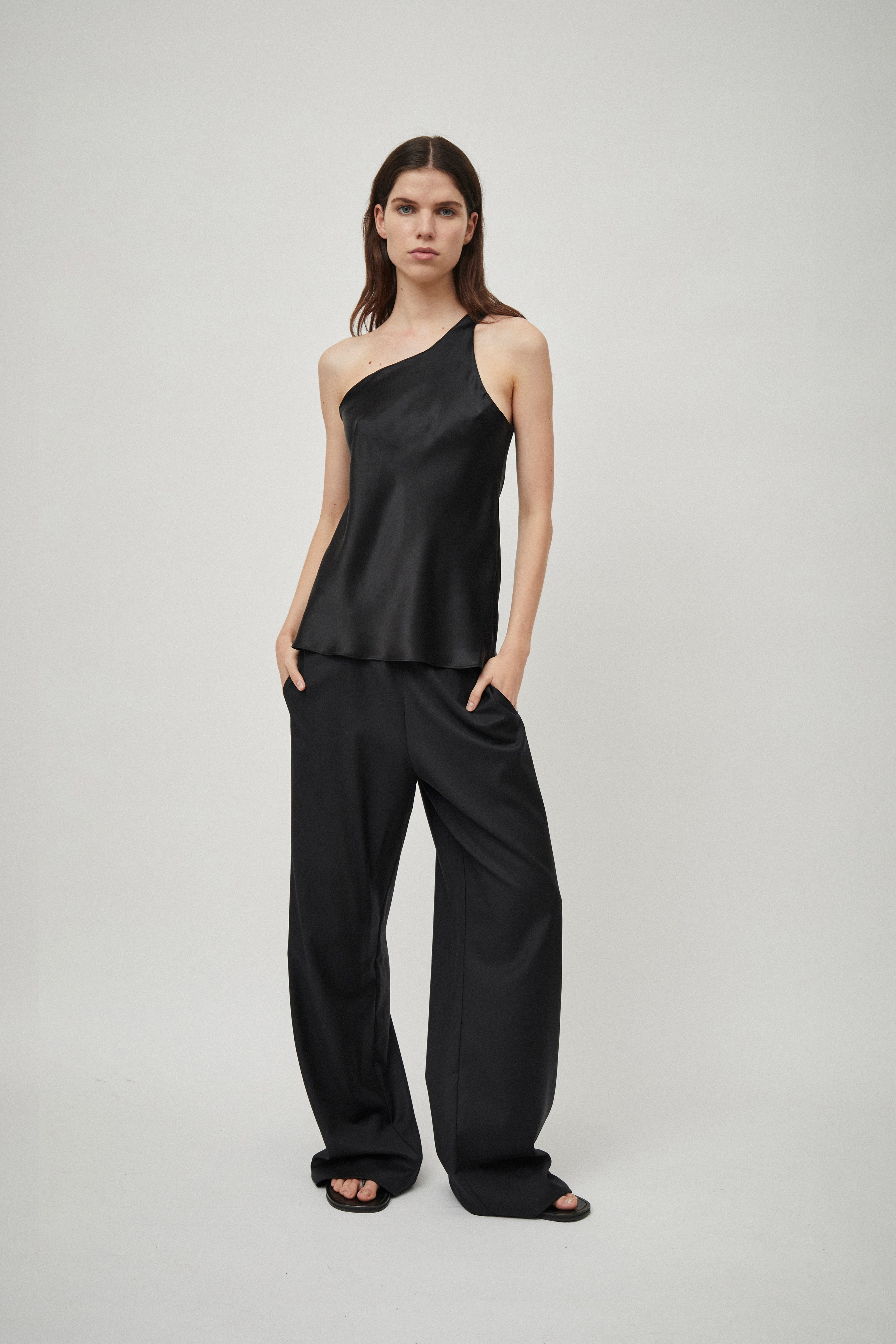 BEARE PARK | Silk Satin One Shoulder Tank