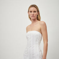 Cotton Pleat Strapless Dress