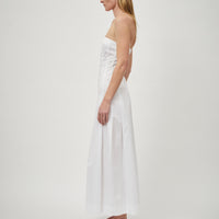 Cotton Pleat Strapless Dress