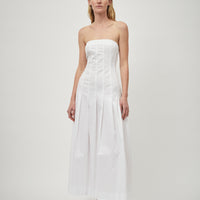 Cotton Pleat Strapless Dress