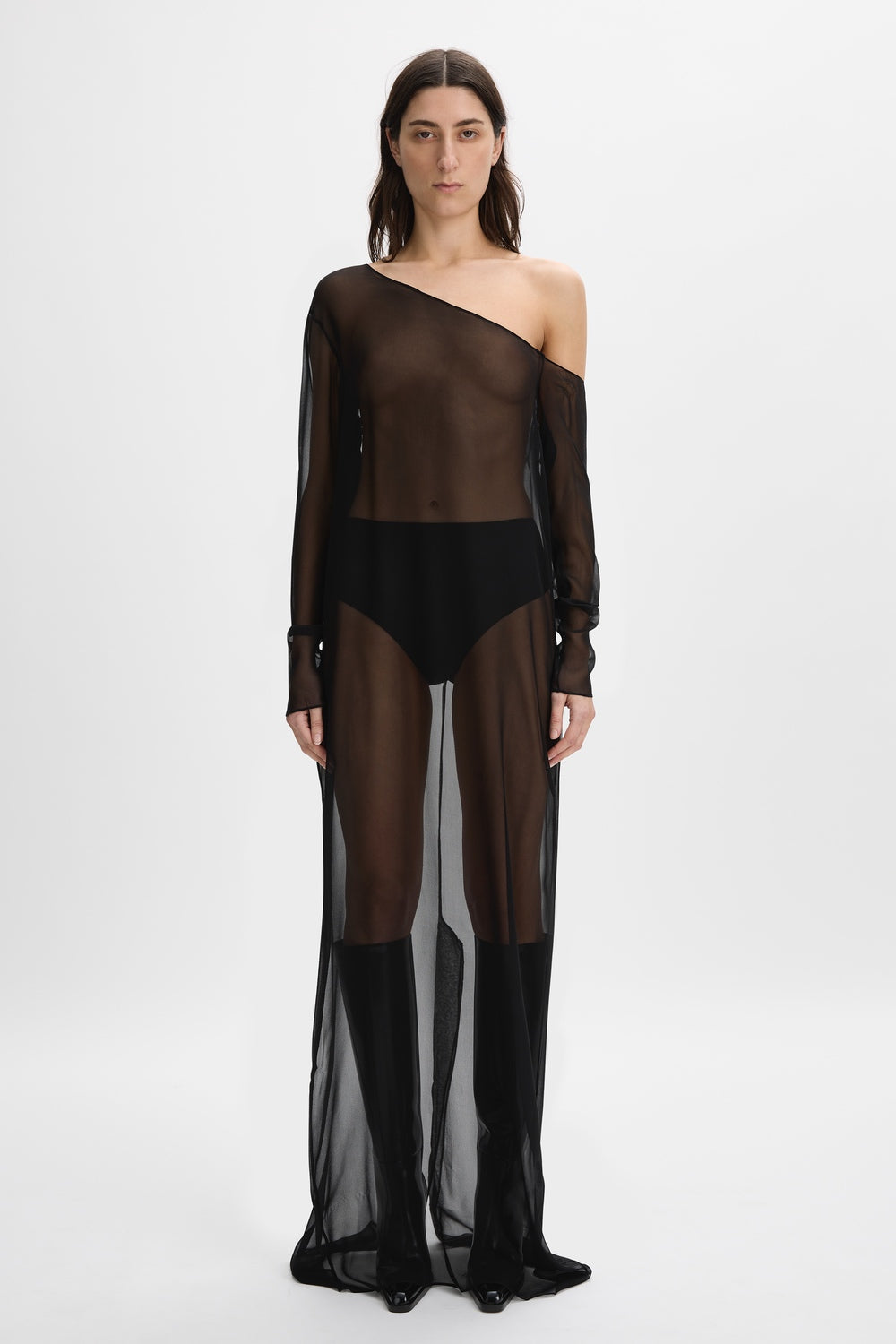 Asymmetric Silk Georgette Dress