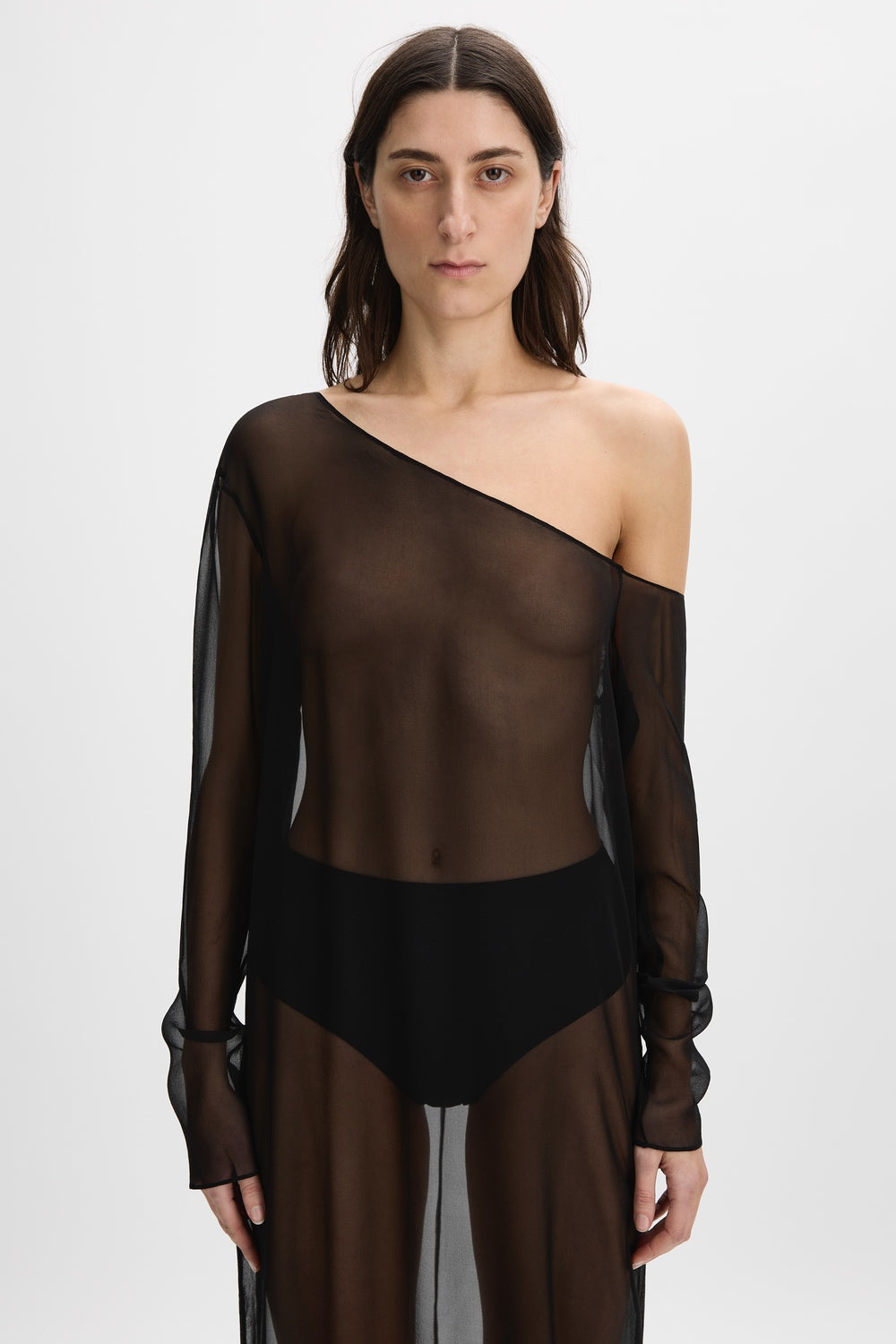 Asymmetric Silk Georgette Dress
