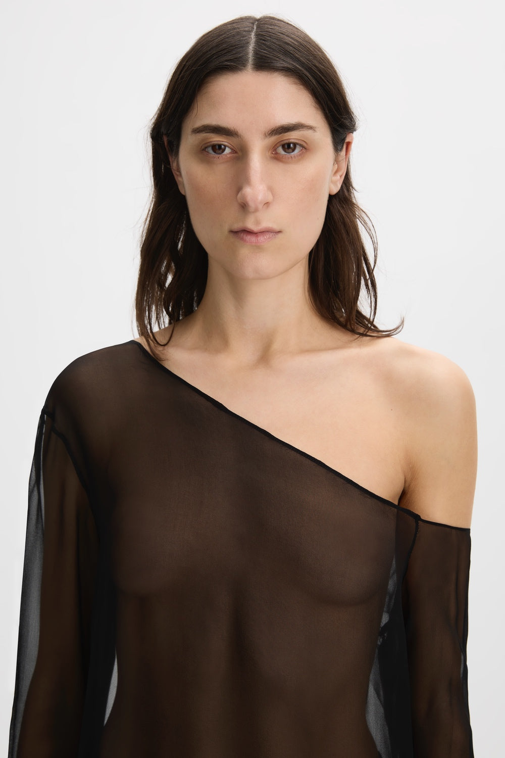 Asymmetric Silk Georgette Dress