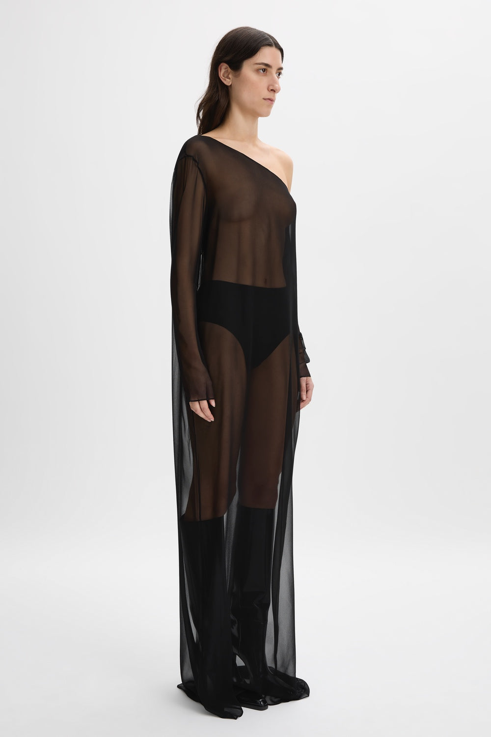 Asymmetric Silk Georgette Dress
