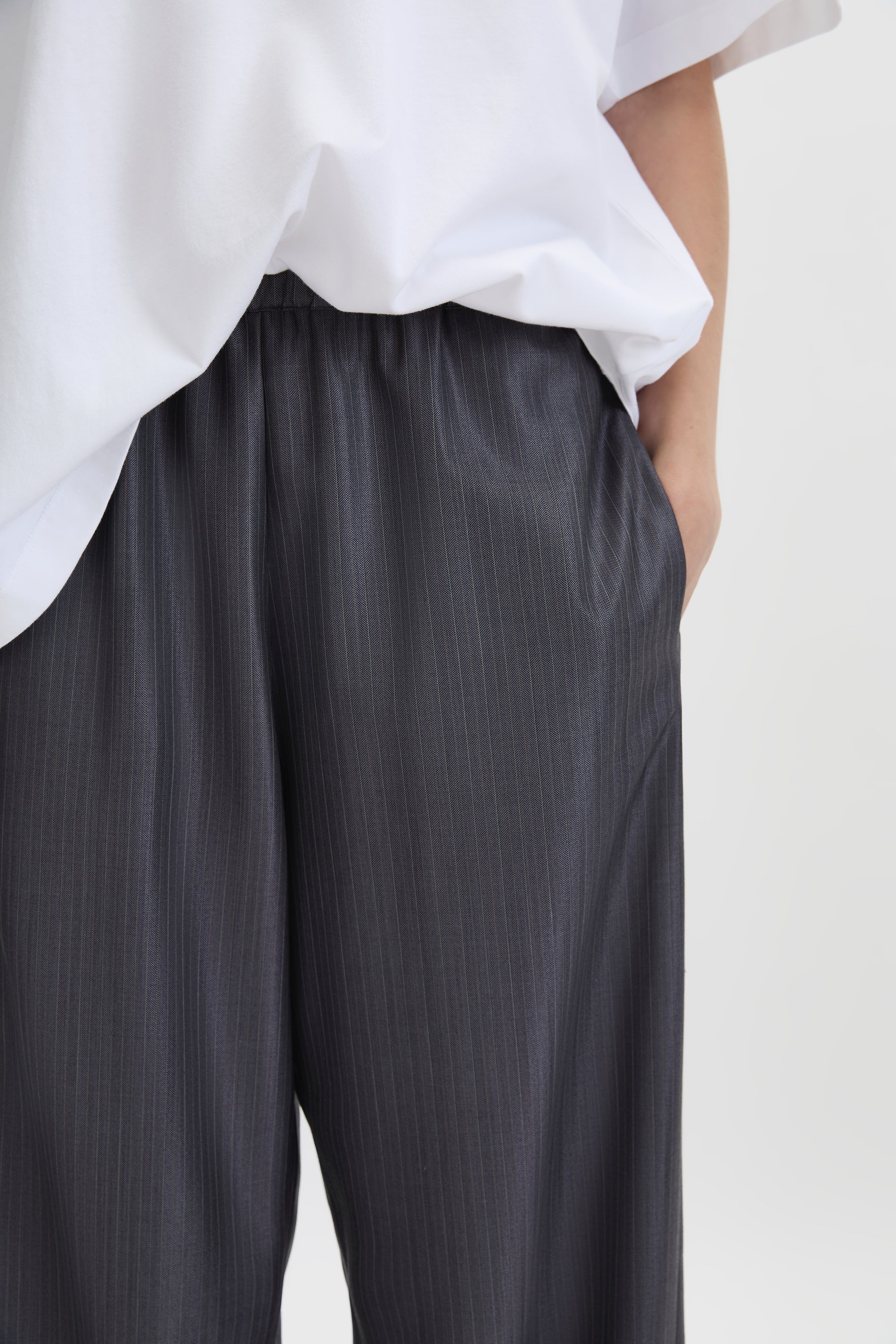 Wool Silk Elastic Waist Pant