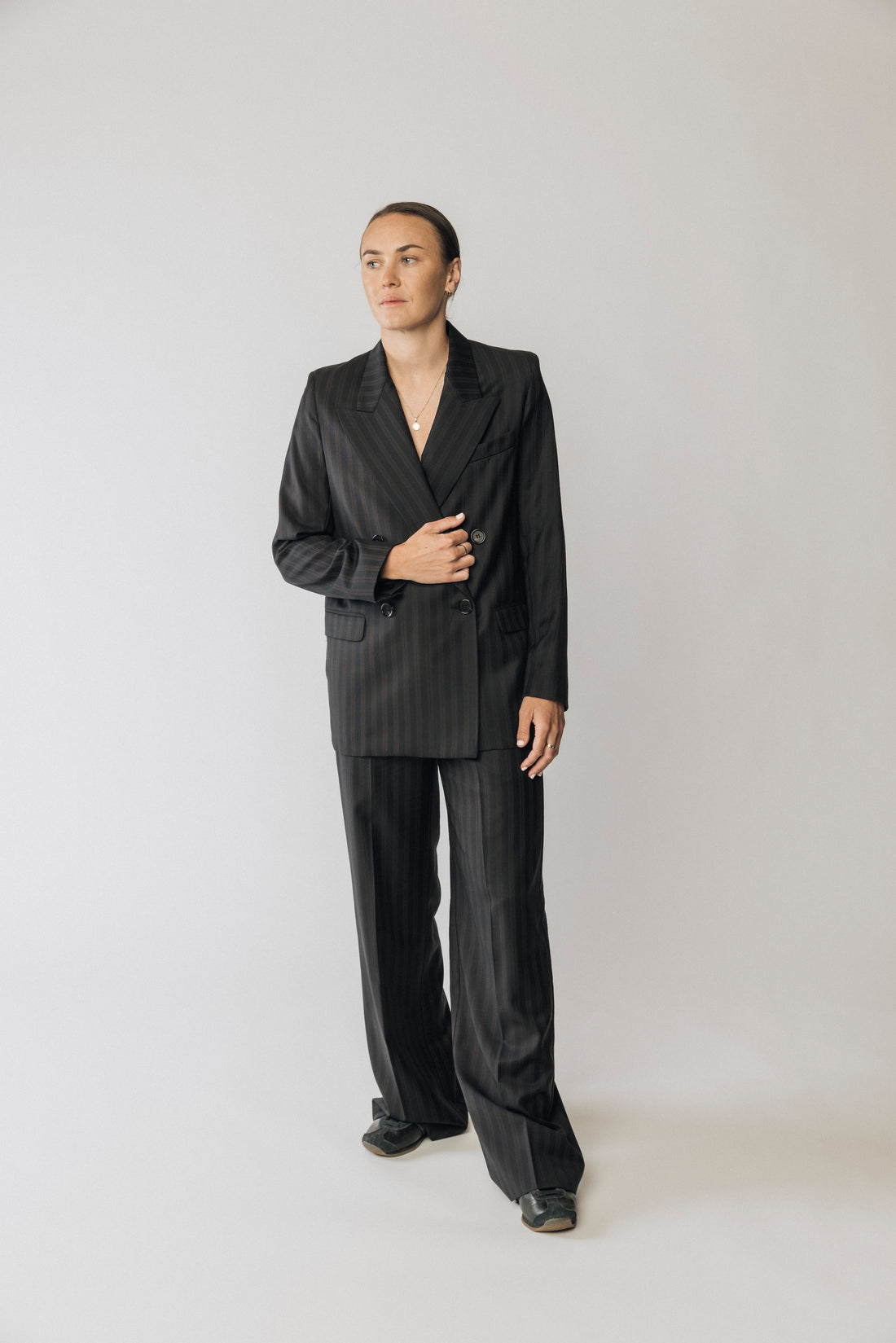 The Matildas Pinstripe Double Breasted Blazer