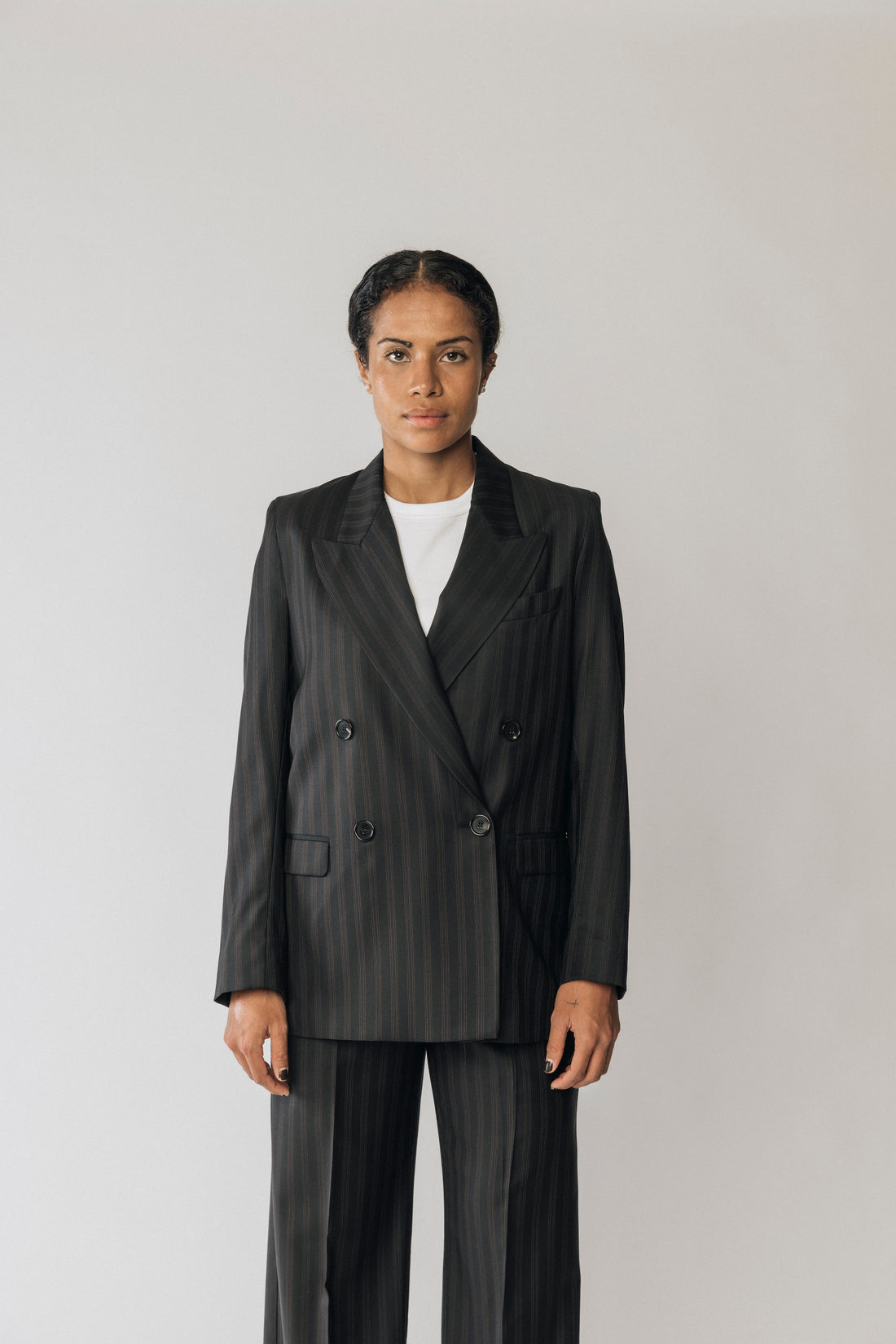 The Matildas Pinstripe Double Breasted Blazer