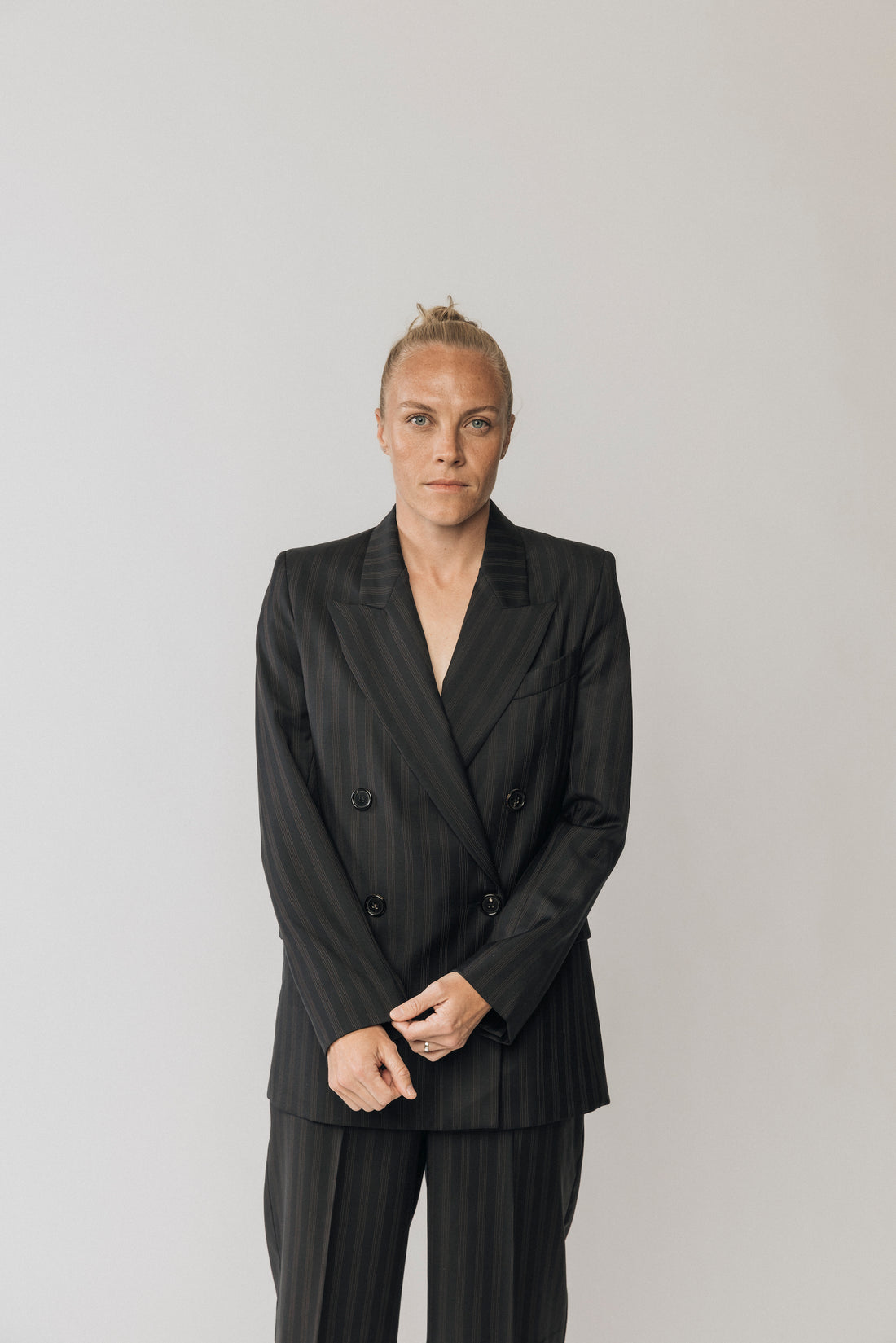 The Matildas Pinstripe Double Breasted Blazer