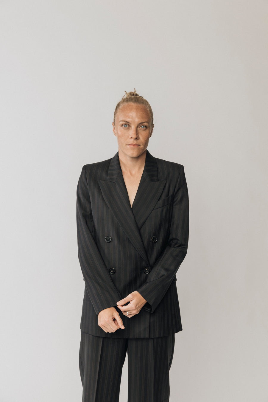 The Matildas Pinstripe Double Breasted Blazer
