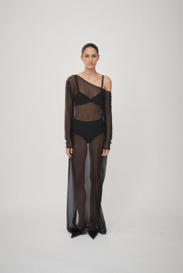 Asymmetric Silk Georgette Dress