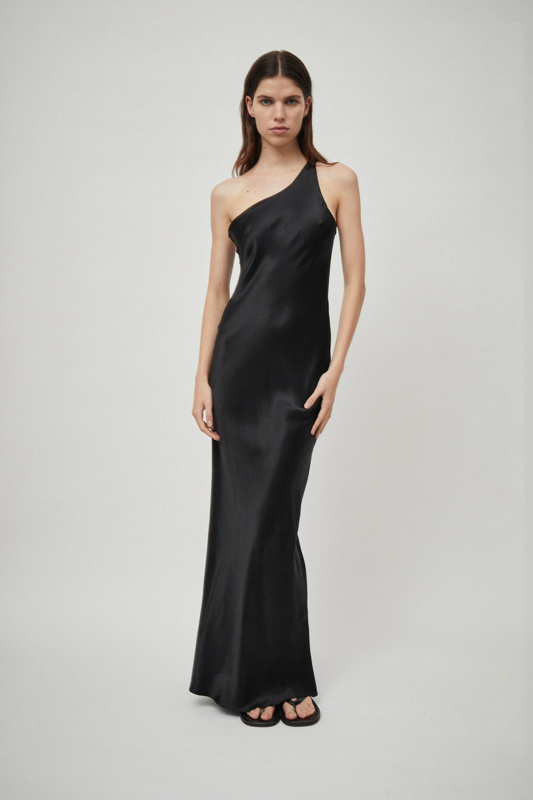 Silk Satin One Shoulder Tank Dress