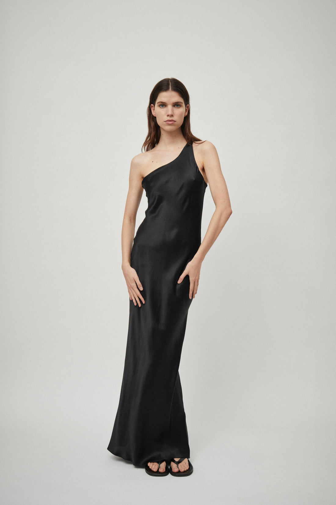 Silk Satin One Shoulder Tank Dress