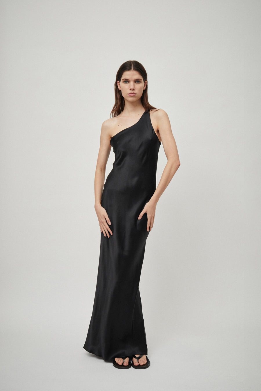 Silk Satin One Shoulder Tank Dress