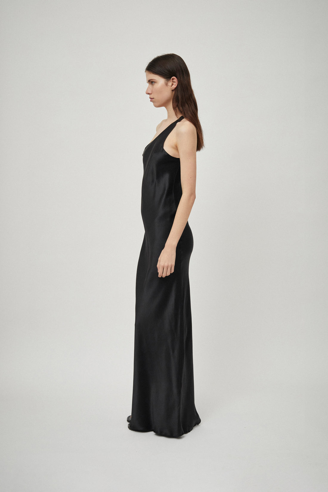 Silk Satin One Shoulder Tank Dress