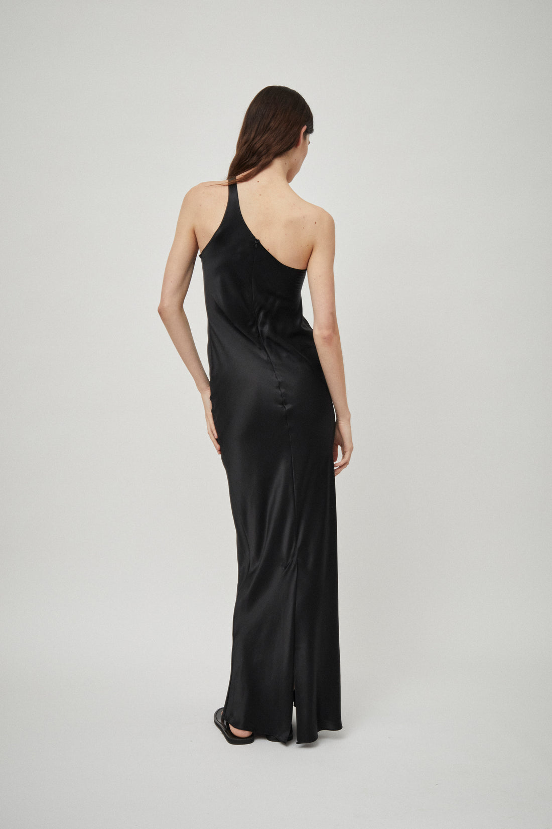 Silk Satin One Shoulder Tank Dress