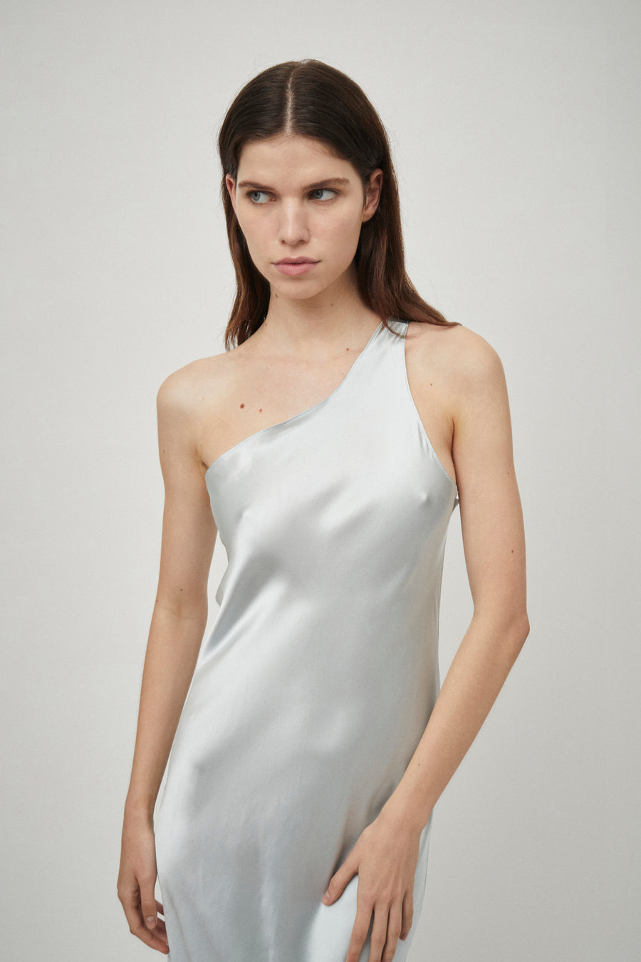 Silk Satin One Shoulder Tank Dress
