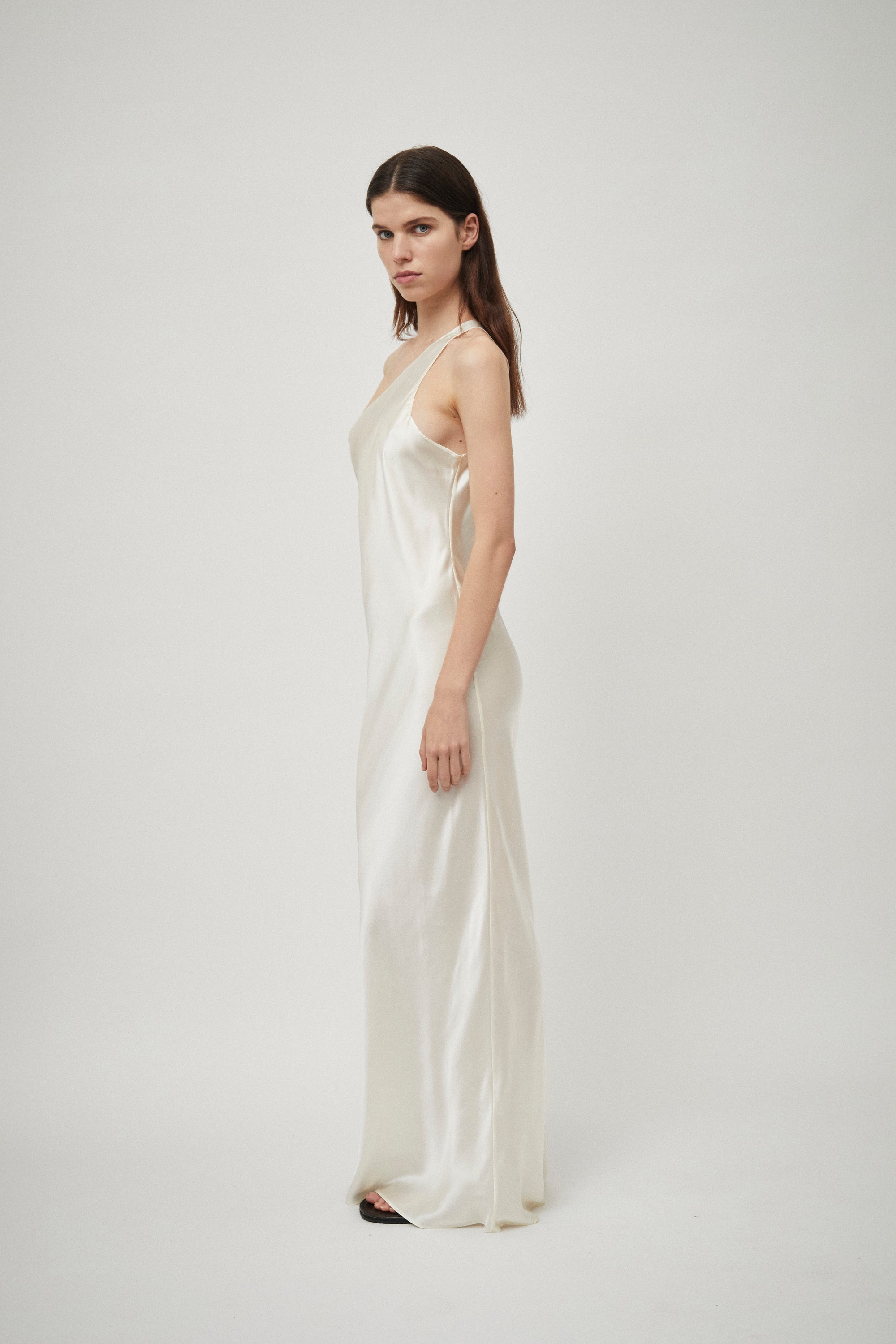 Silk Satin One Shoulder Tank Dress