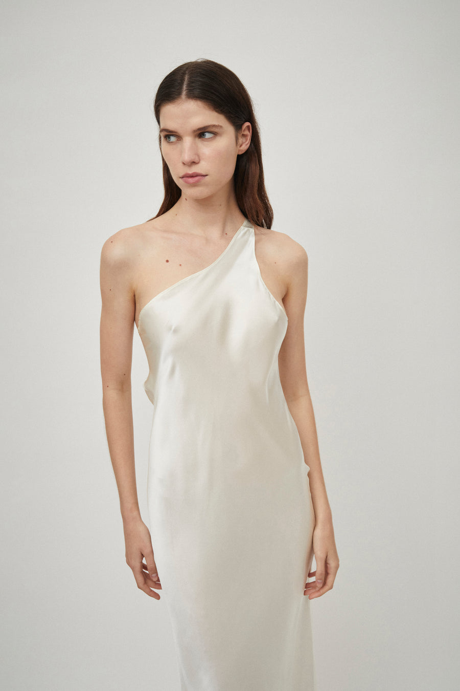 Silk Satin One Shoulder Tank Dress