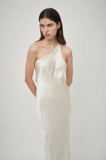 Silk Satin One Shoulder Tank Dress
