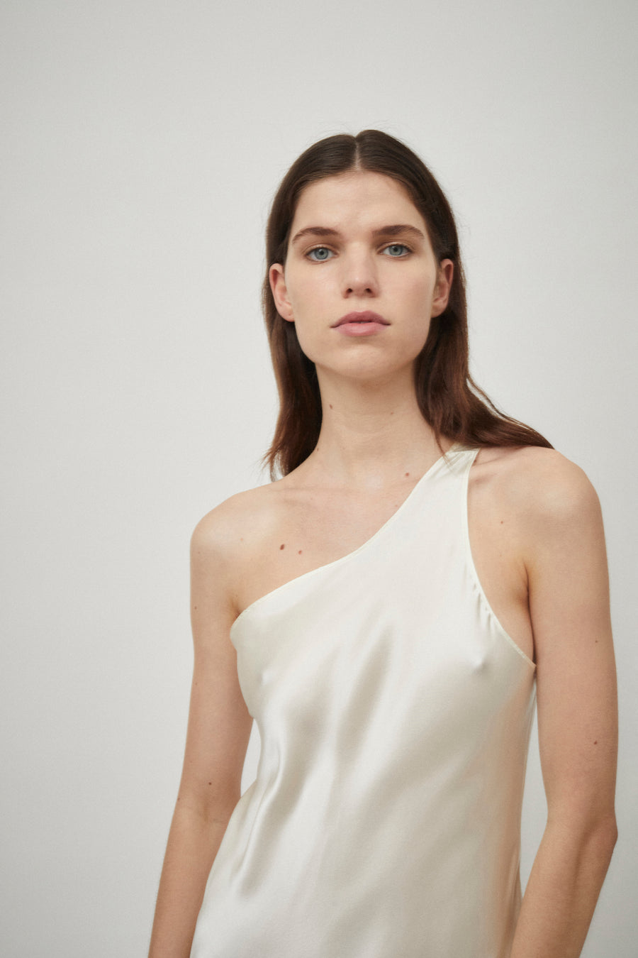 Silk Satin One Shoulder Tank Dress
