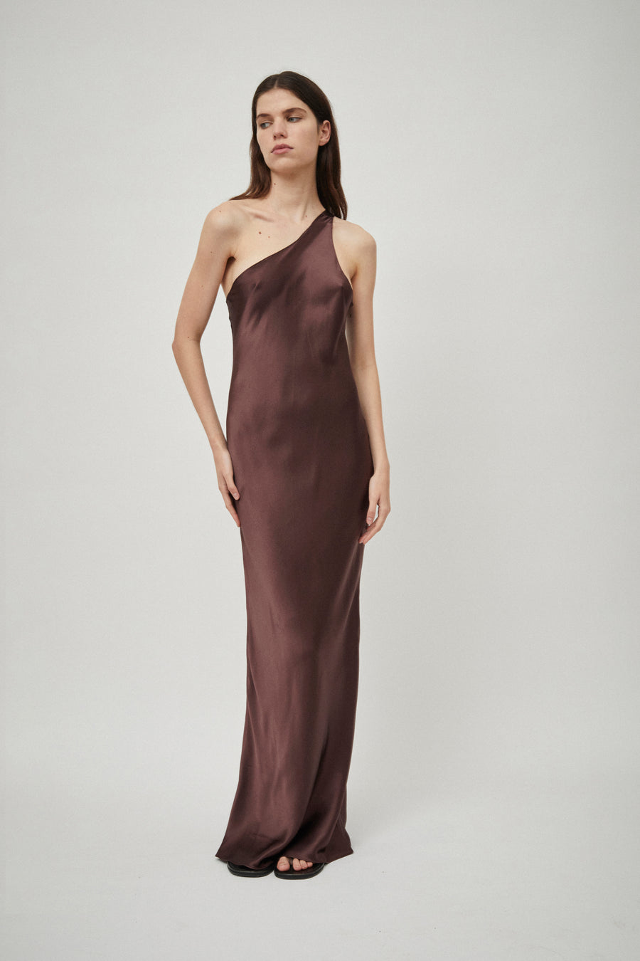 Silk Satin One Shoulder Tank Dress