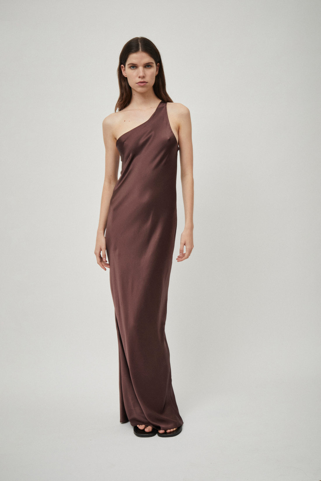 Silk Satin One Shoulder Tank Dress