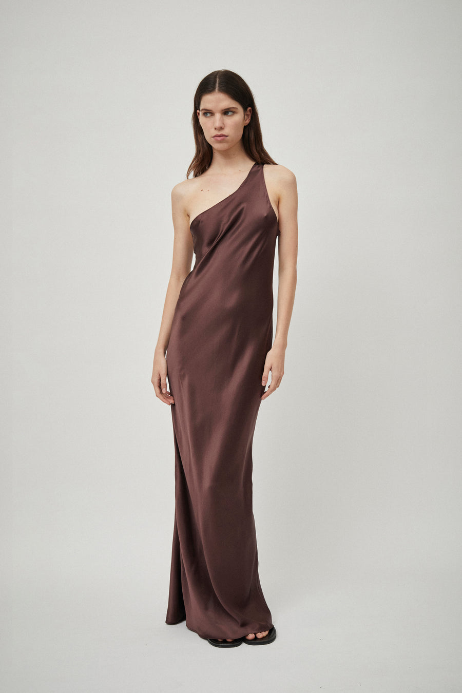 Silk Satin One Shoulder Tank Dress