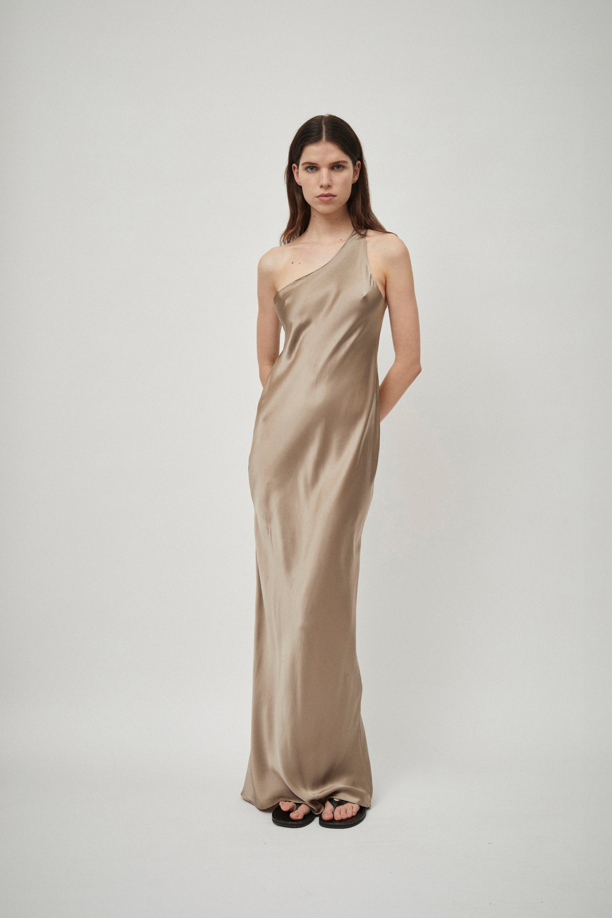 Silk Satin One Shoulder Tank Dress