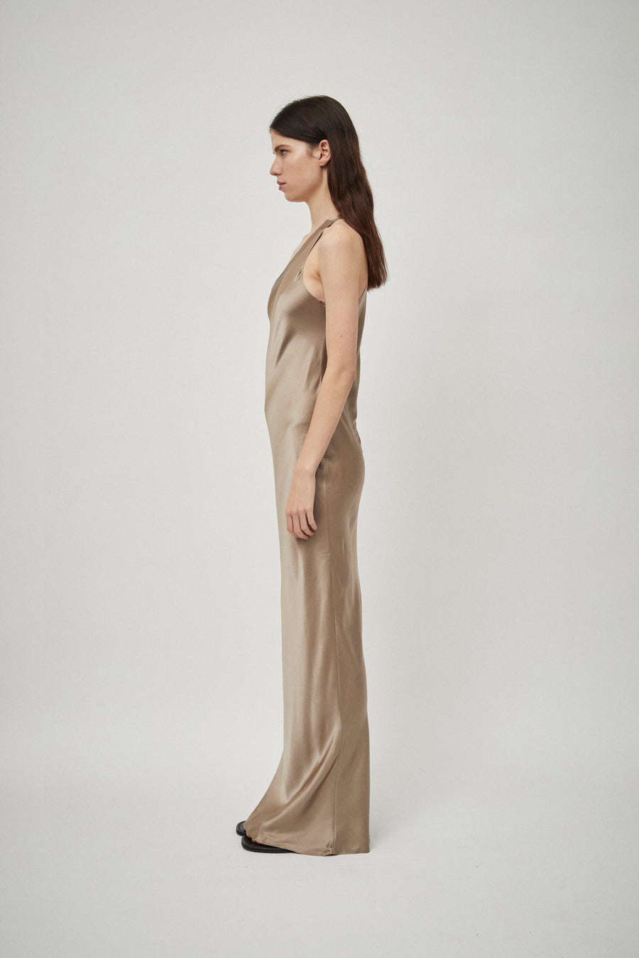 Silk Satin One Shoulder Tank Dress