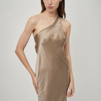 Silk Satin One Shoulder Tank Dress