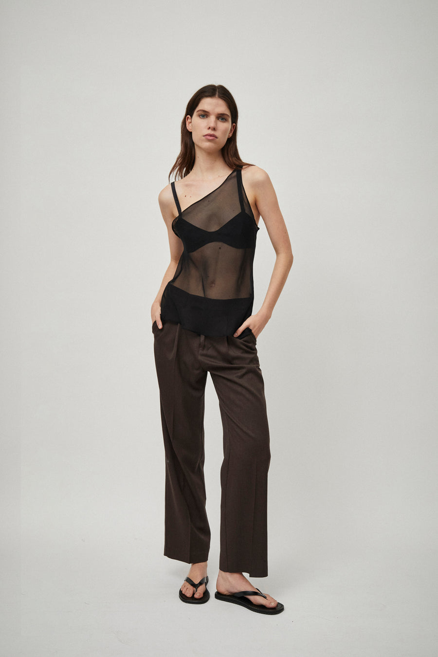 Georgette One Shoulder Tank