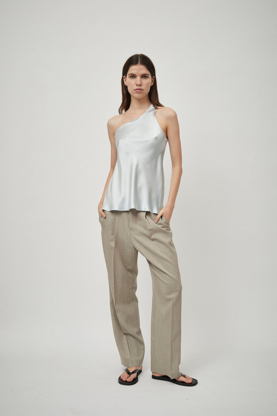 Silk Satin One Shoulder Tank