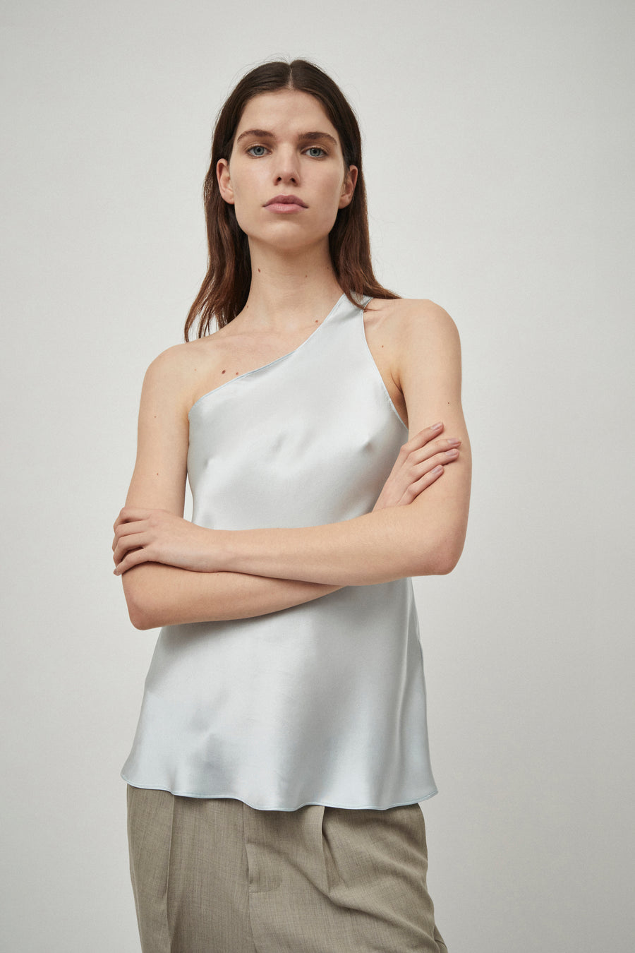 Silk Satin One Shoulder Tank