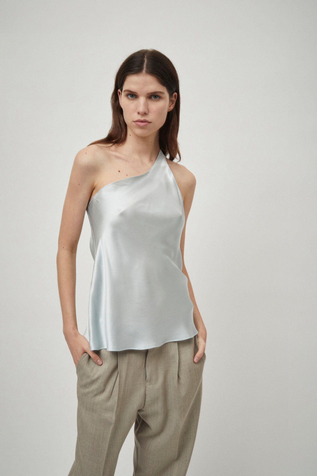 Silk Satin One Shoulder Tank