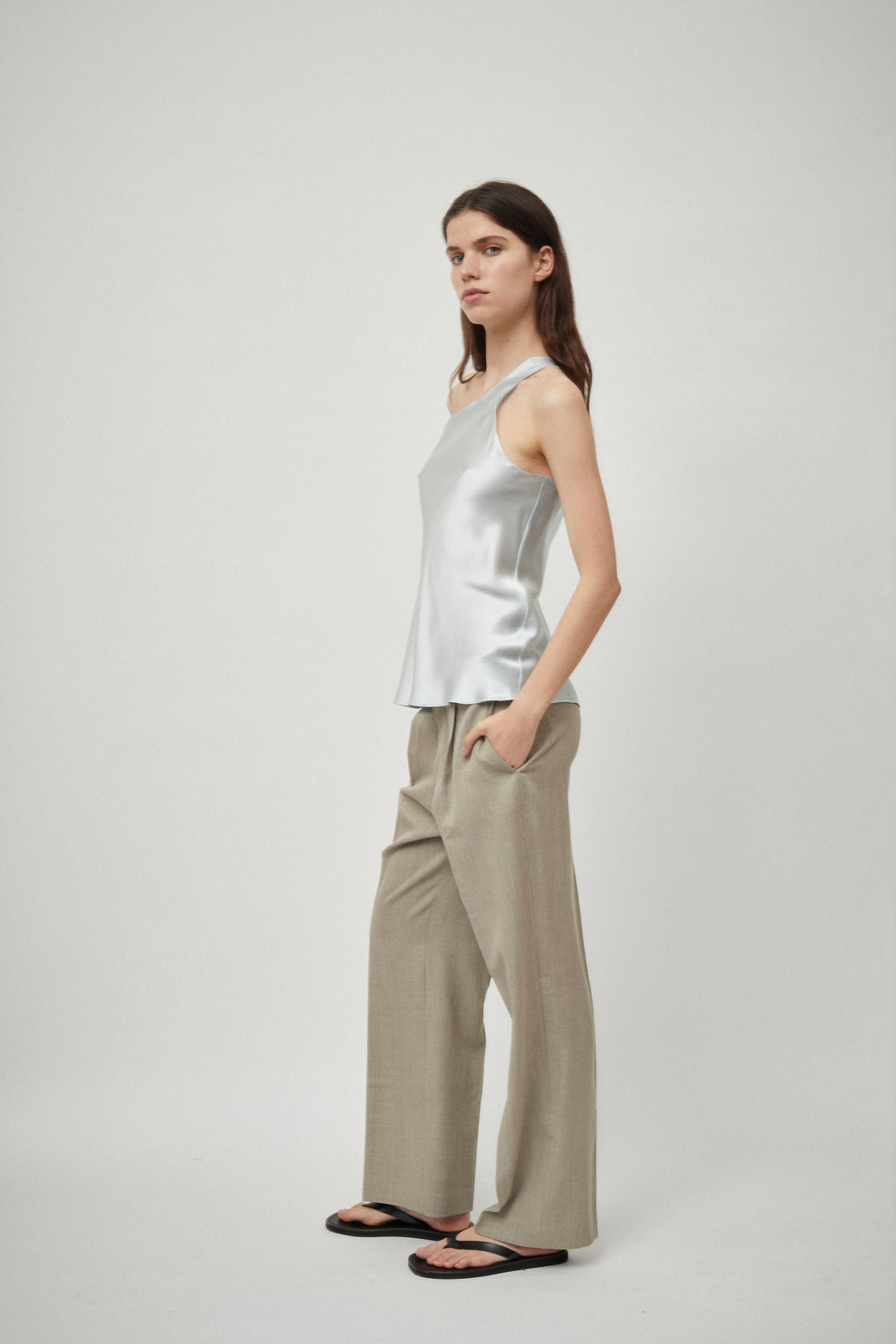 Silk Satin One Shoulder Tank