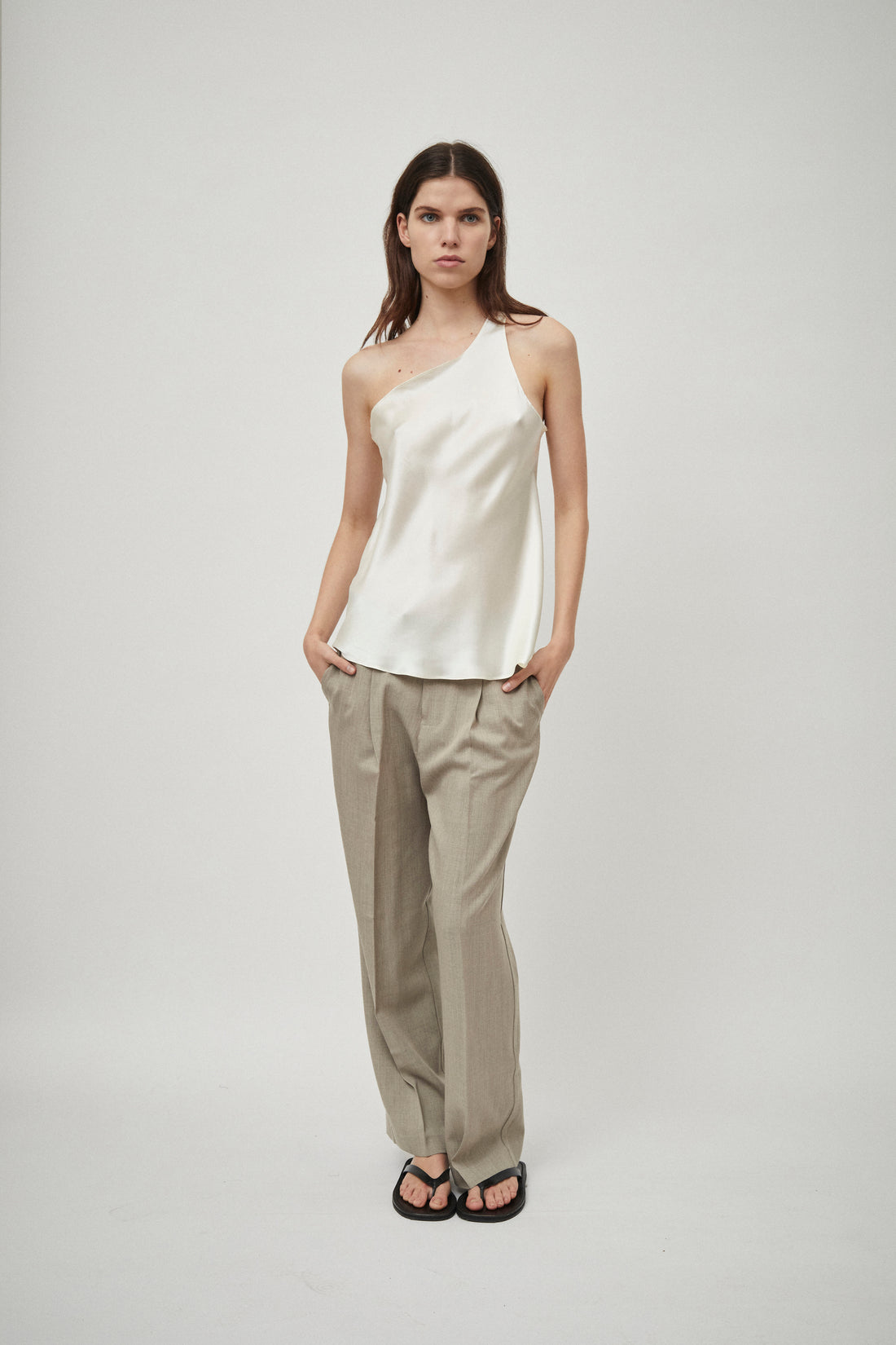 Silk Satin One Shoulder Tank