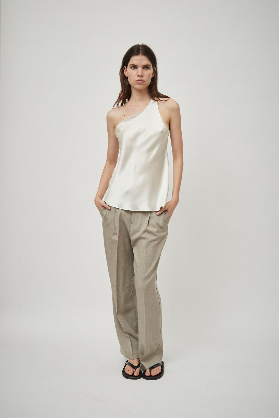 Silk Satin One Shoulder Tank