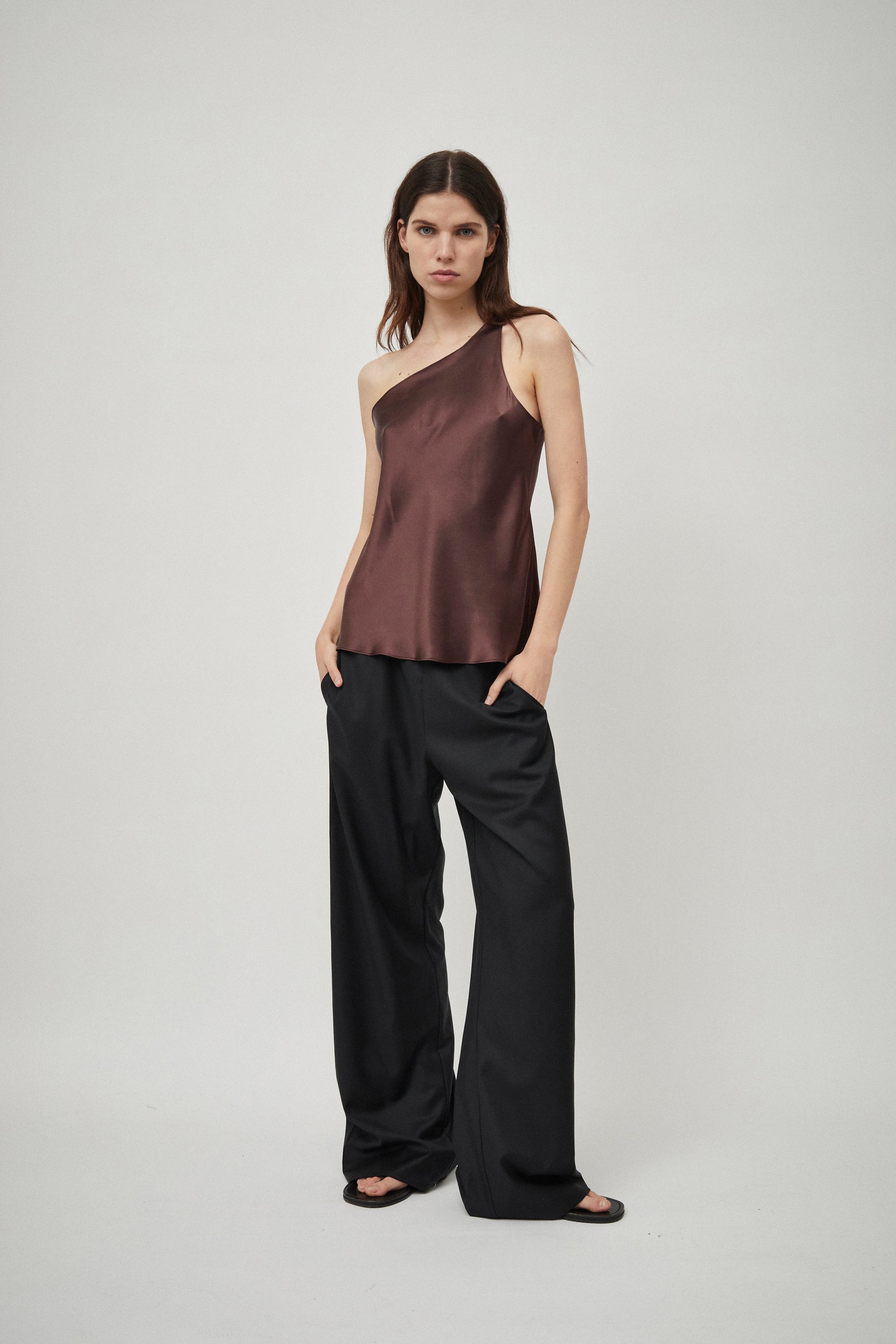 Silk Satin One Shoulder Tank