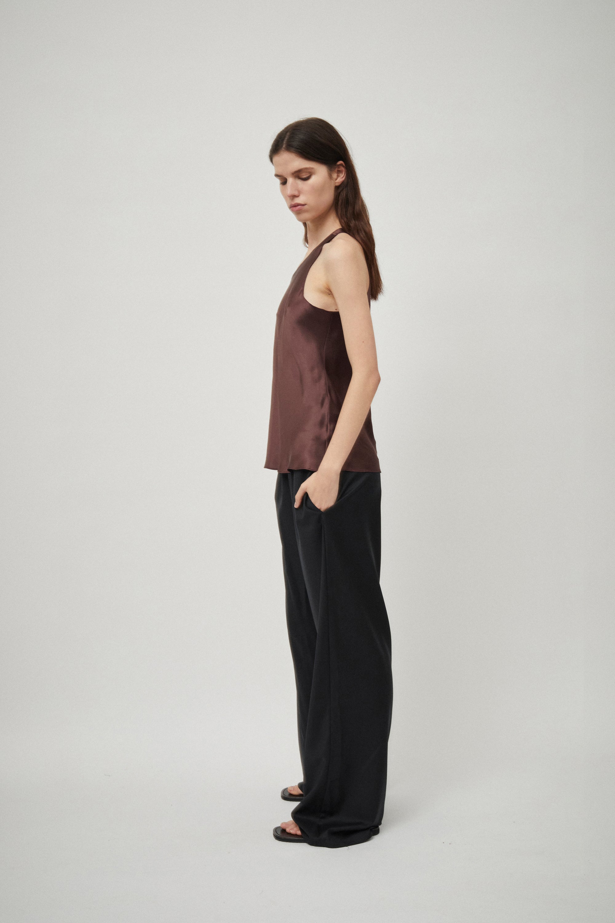 Silk Satin One Shoulder Tank