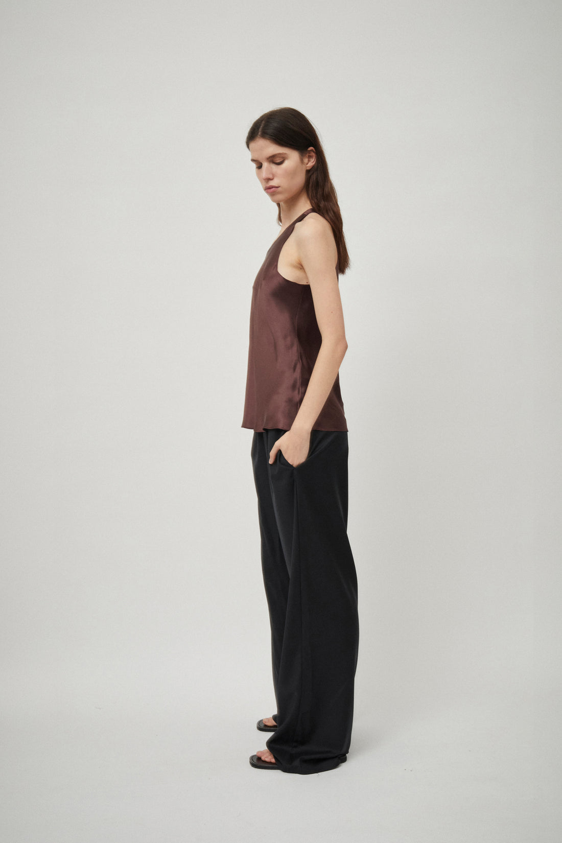 Silk Satin One Shoulder Tank