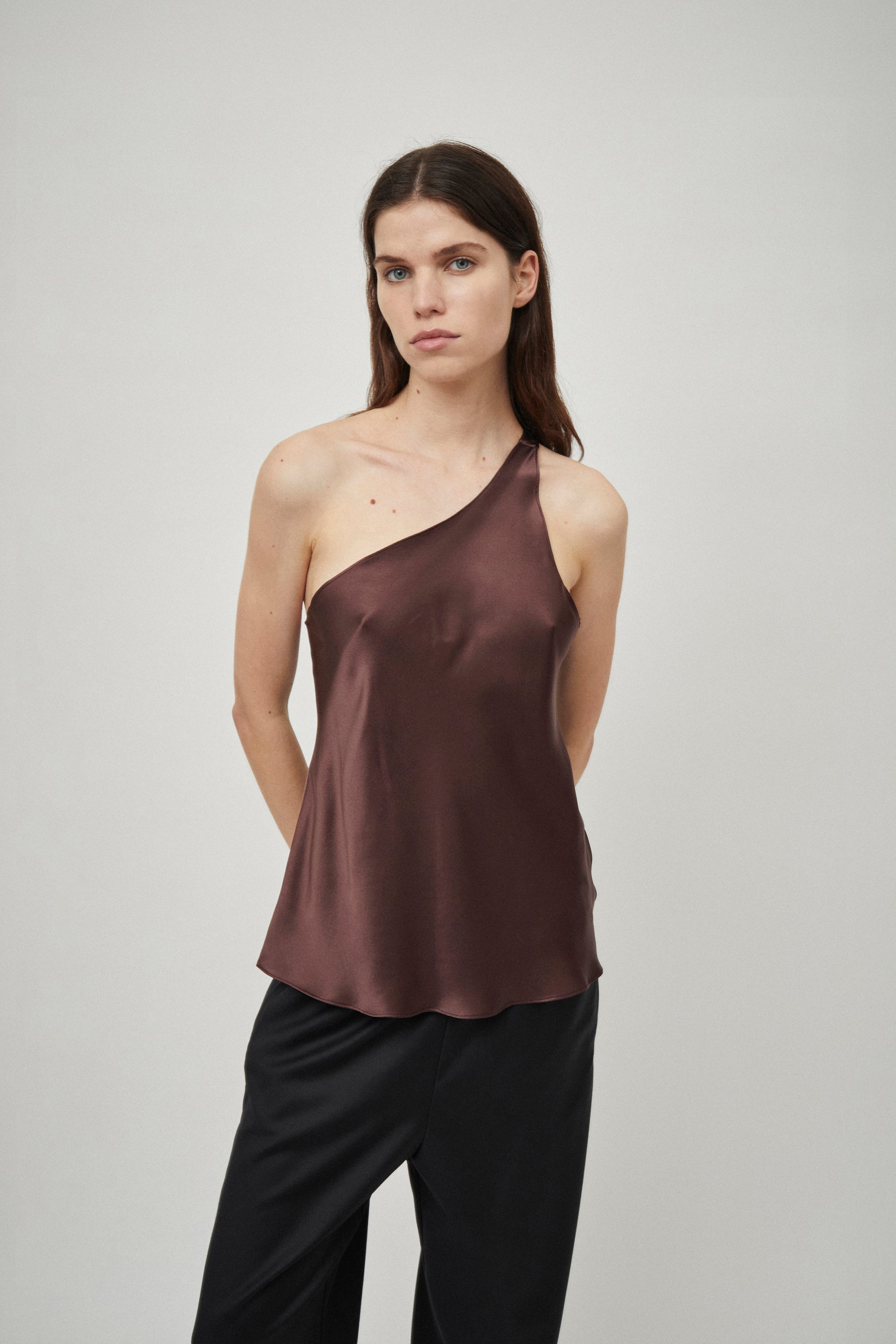 Silk Satin One Shoulder Tank