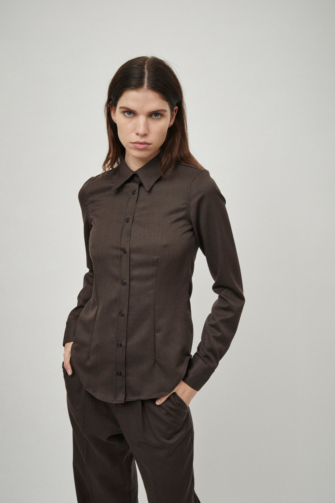 Wool Dart Detail Shirt