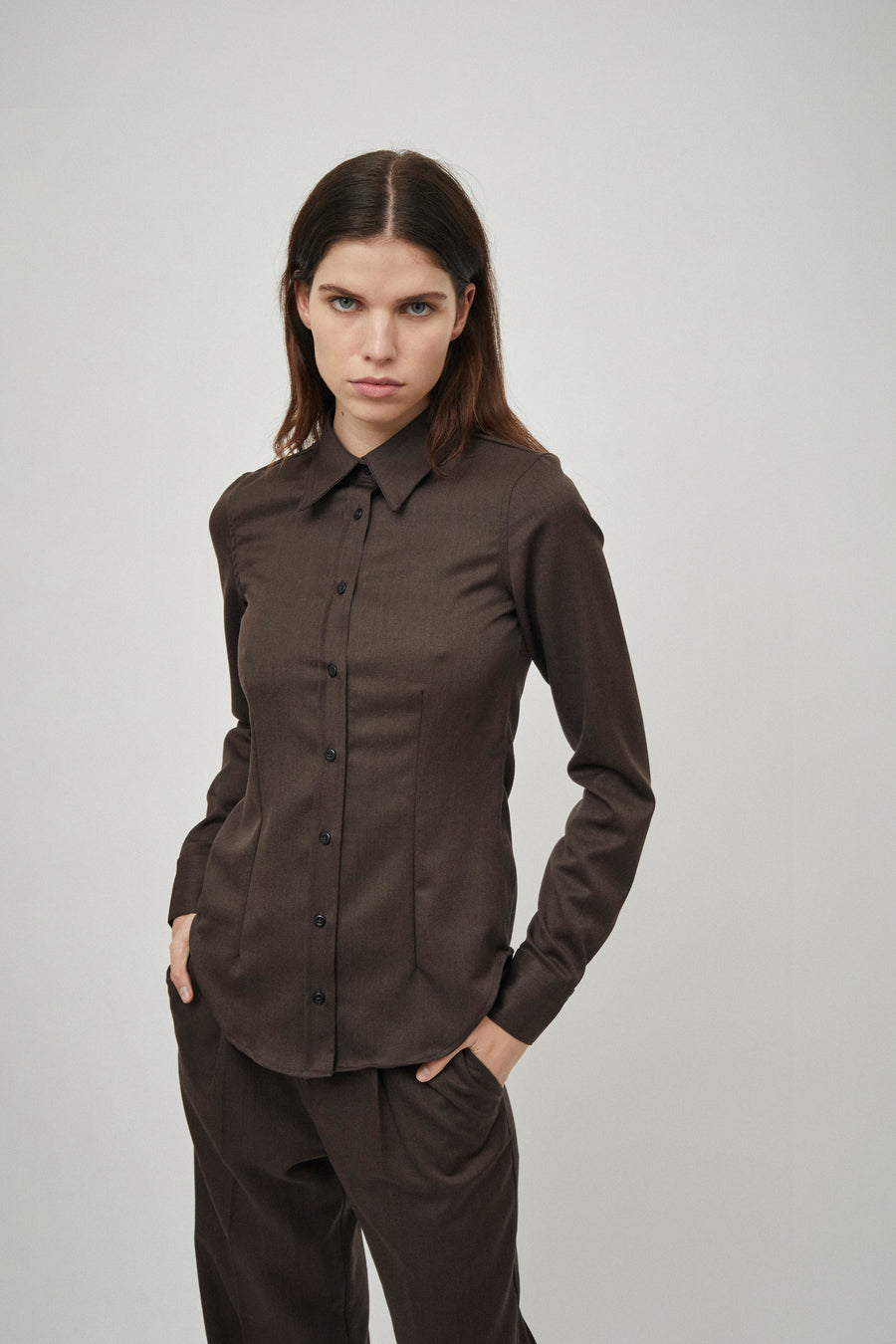 Wool Dart Detail Shirt