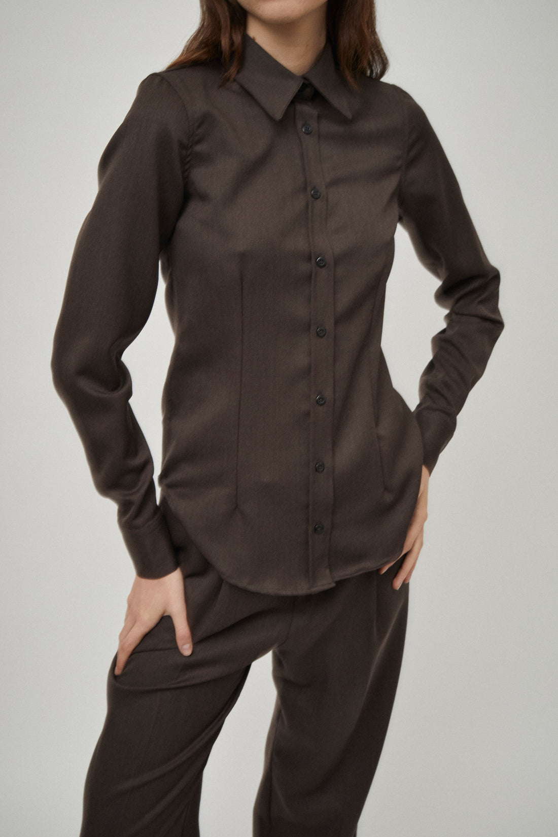 Wool Dart Detail Shirt
