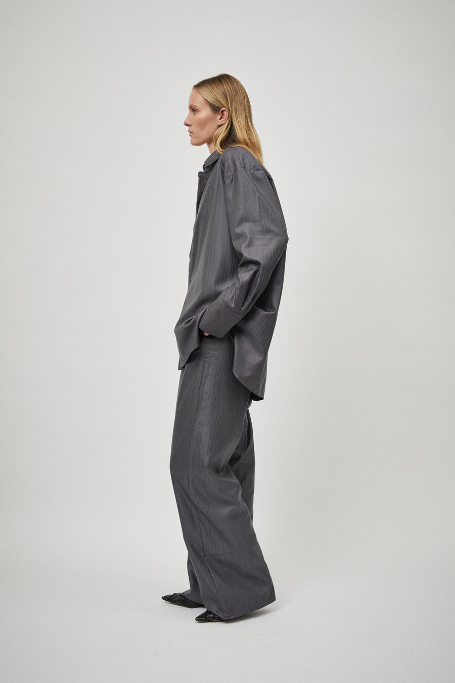 Wool Silk Elastic Waist Pant