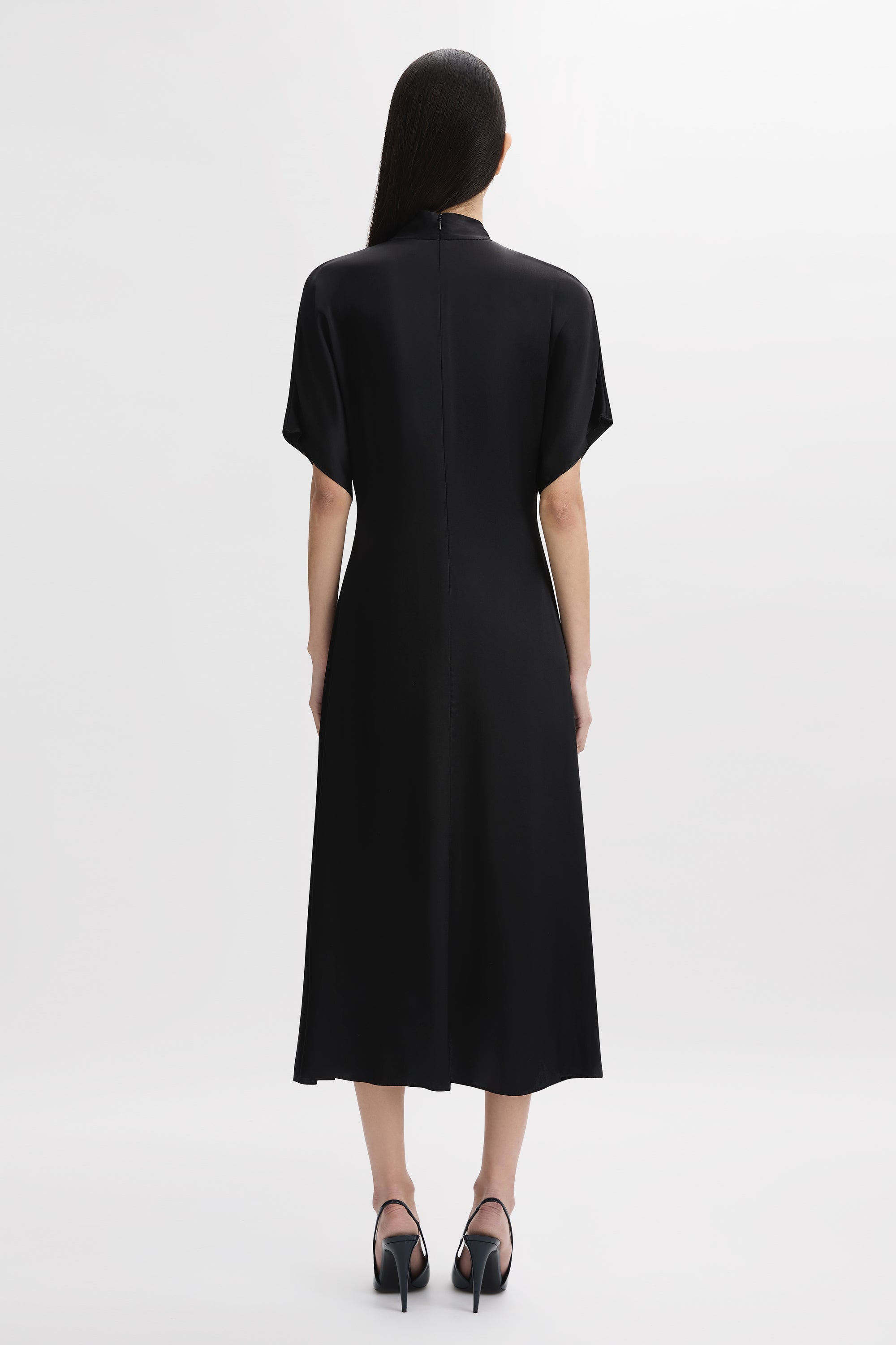 wren midi dress Wren Detachable Puff Sleeve Midi Dress in Navy M