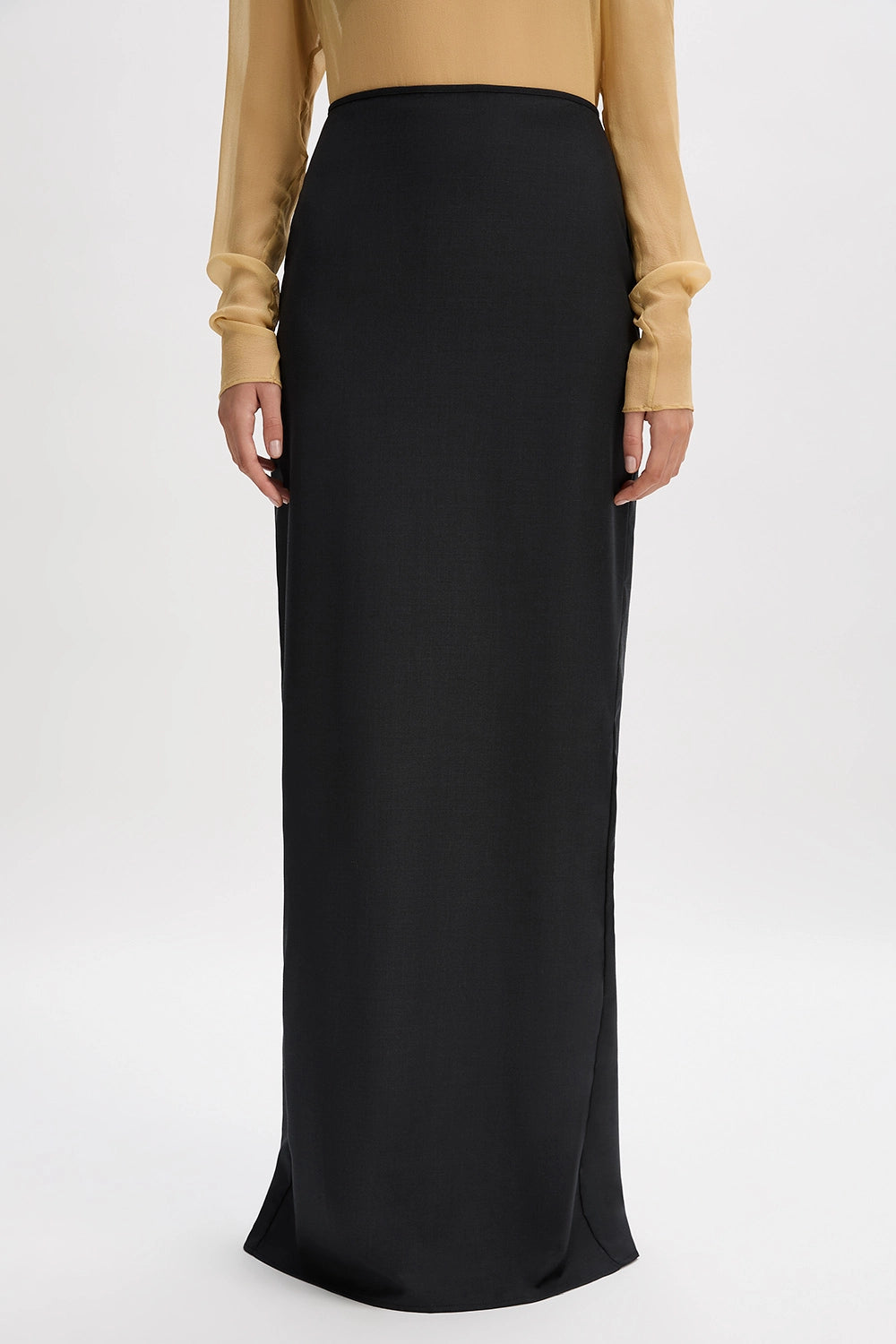 Wool Twill Column Skirt