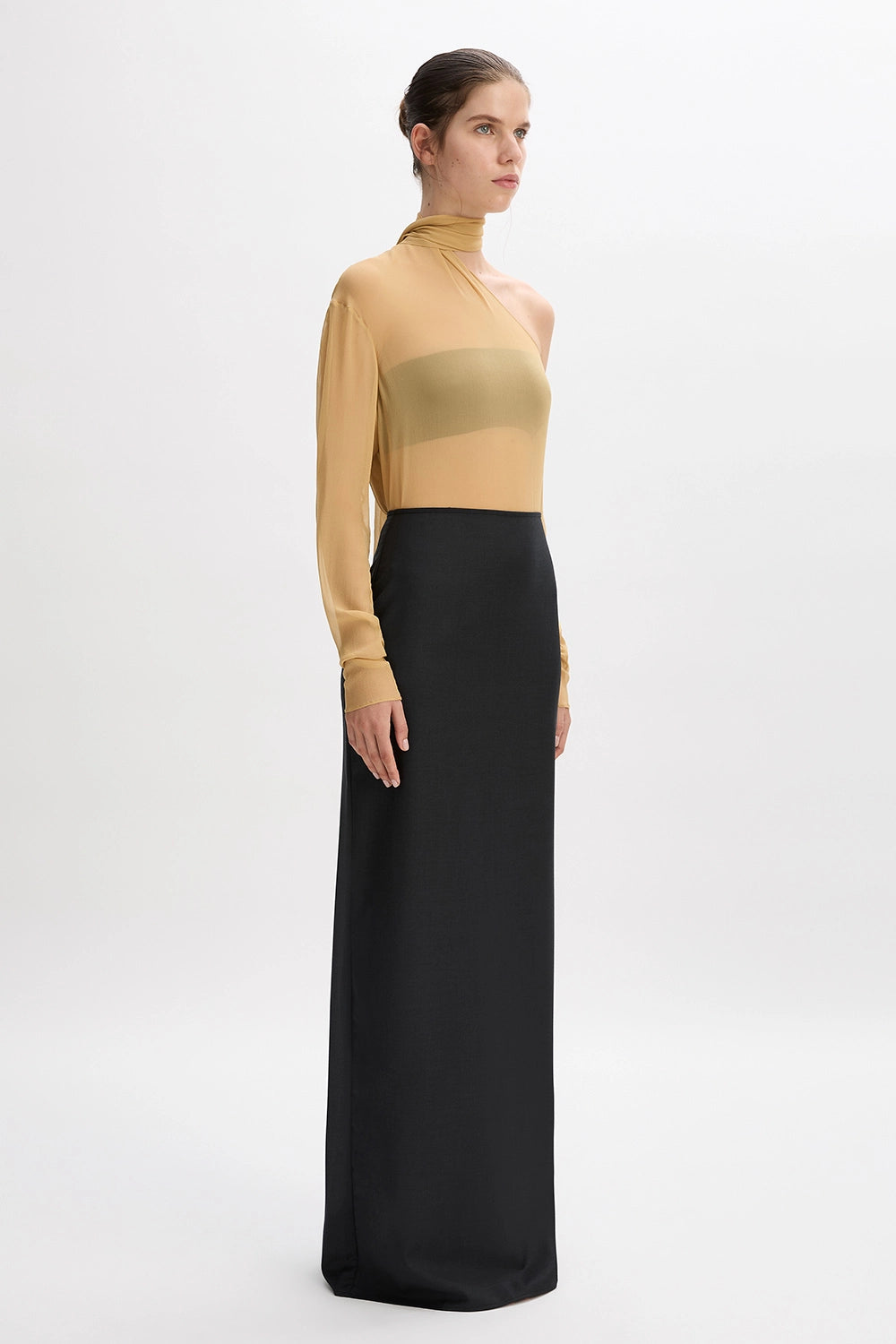 Wool Twill Column Skirt