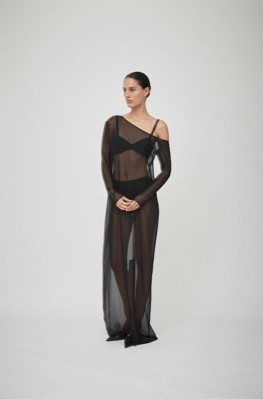 Asymmetric Silk Georgette Dress