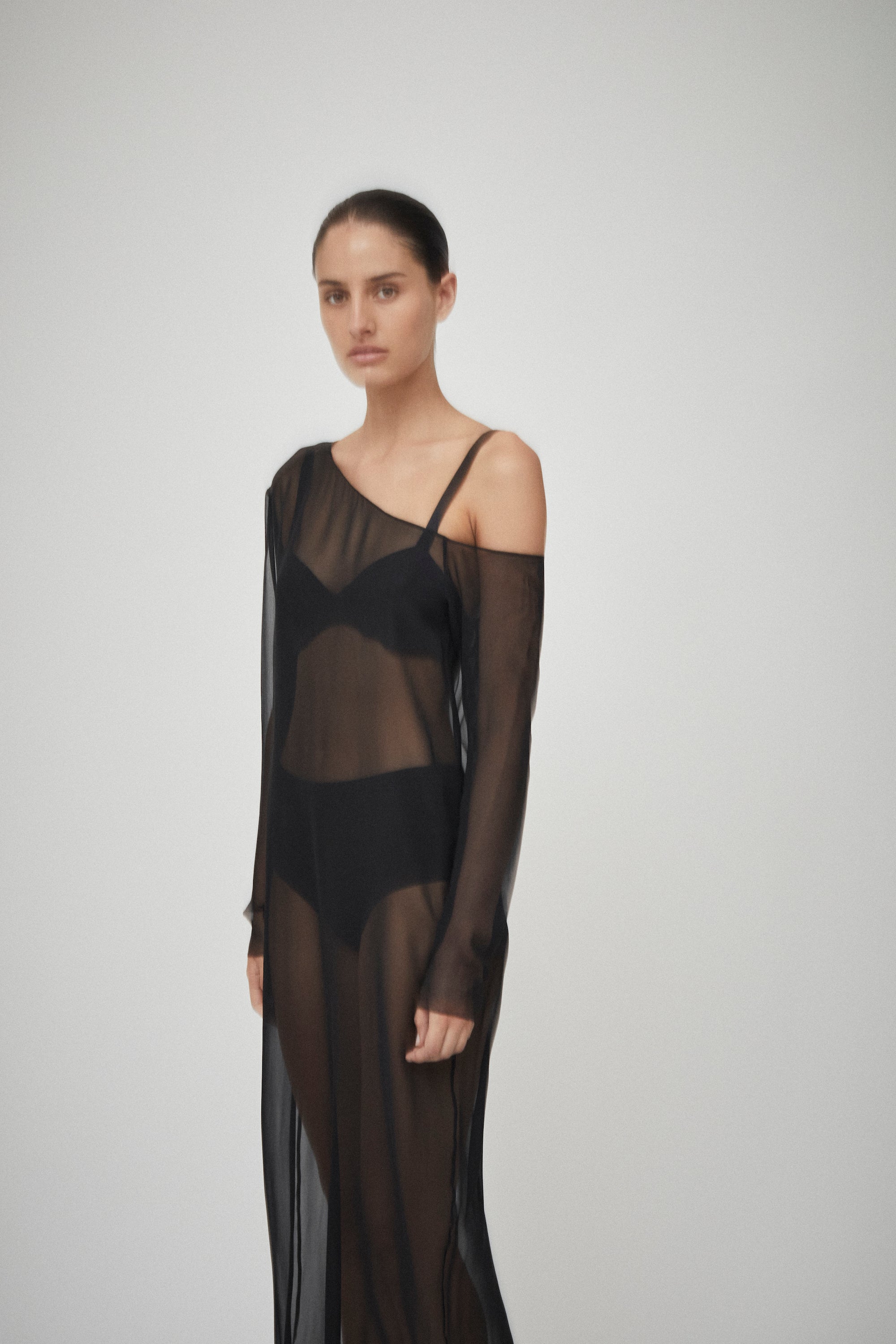 Asymmetric Silk Georgette Dress